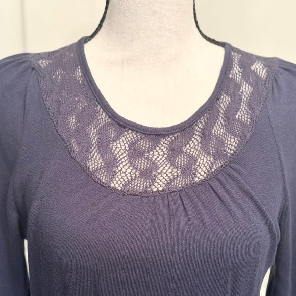 Ella Moss Navy Blue Three Quarter Sleeve Belted Wrap Top Blouse, Size S - Picture 5 of 7